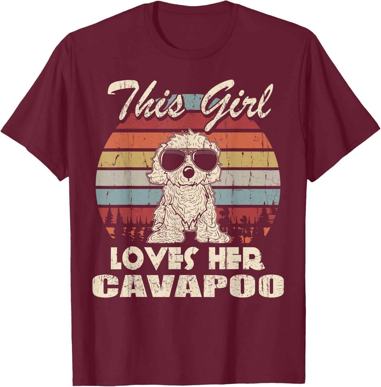 Cavapoo Girl Cool Vintage Retro for Dog Mom T-Shirt - T-Shirt | Maroon