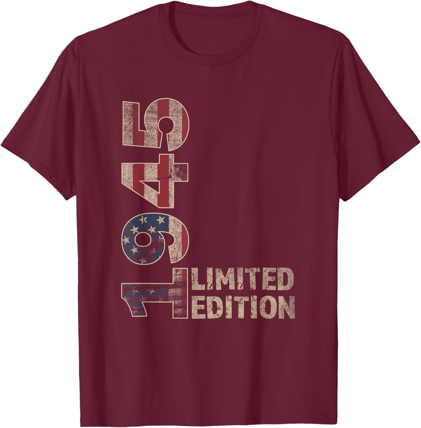 80th Birthday Gift Men Vintage Born 1945 Turning 80 Year Old T-Shirt - T-Shirt | Maroon