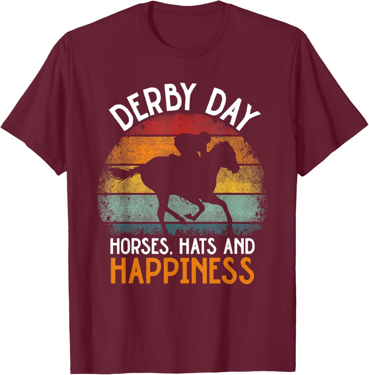 Derby Day Horse Silks and Hats Jockey Horse Racing T-Shirt - T-Shirt | Maroon