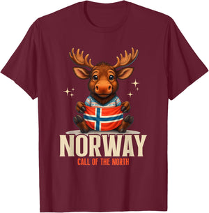 Norvège Élan Drapeau Nordique Culture Nature Norvégienne T-Shirt - T-Shirt | Maroon