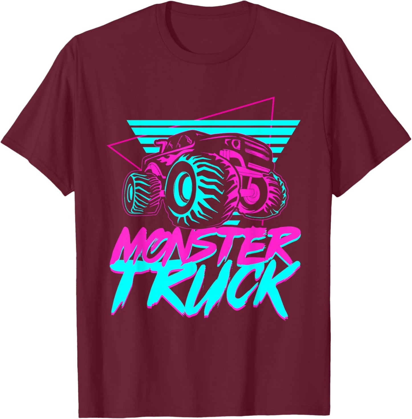 Monster Truck Retro T-Shirt - T-Shirt | Maroon