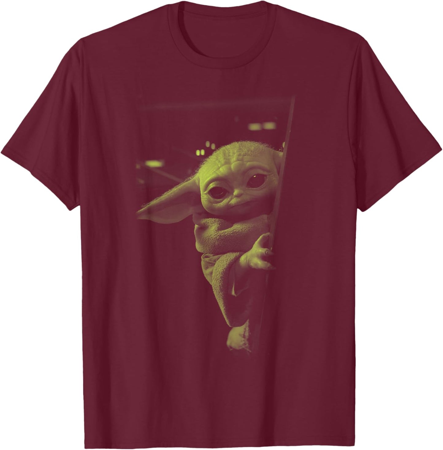 Star Wars: The Mandalorian Grogu Watching T-Shirt - T-Shirt | Maroon