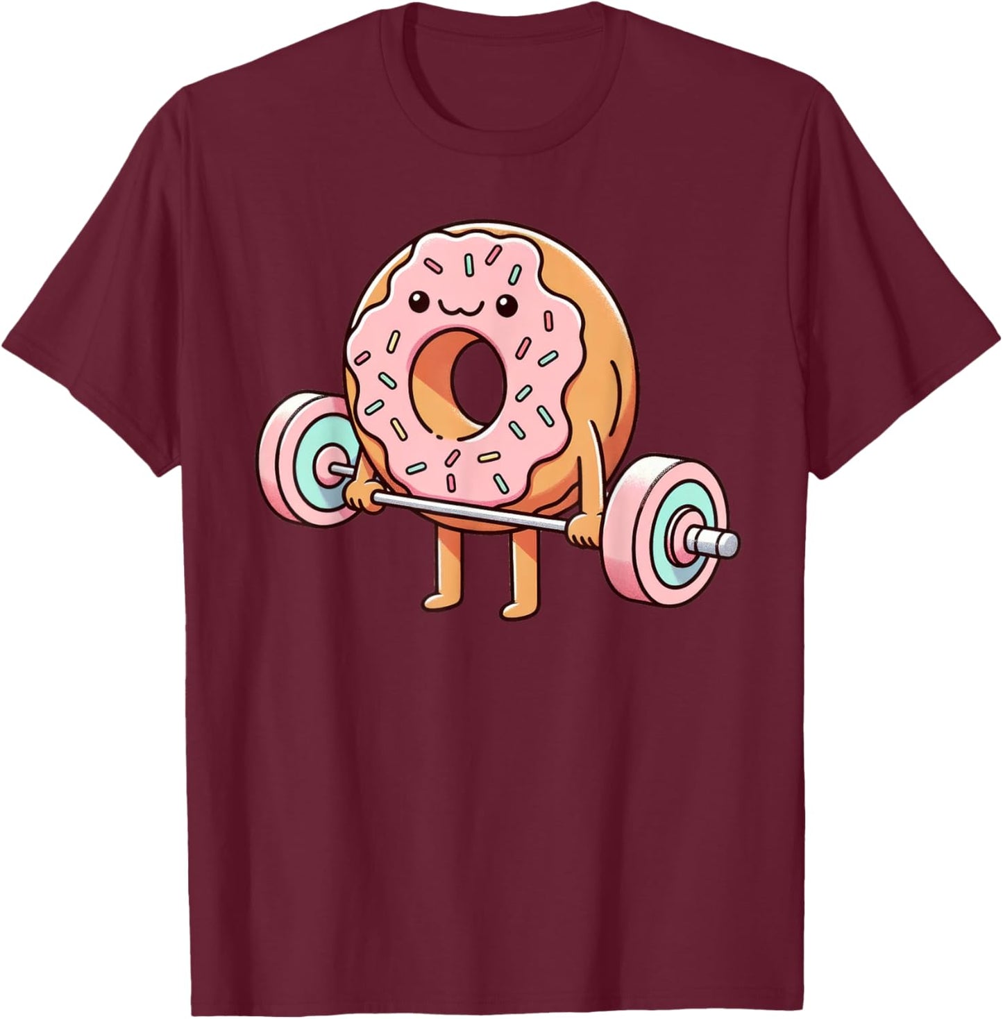 Fitness Workout Gym Weightlifting Donut Lover Men Women T-Shirt - T-Shirt | Maroon