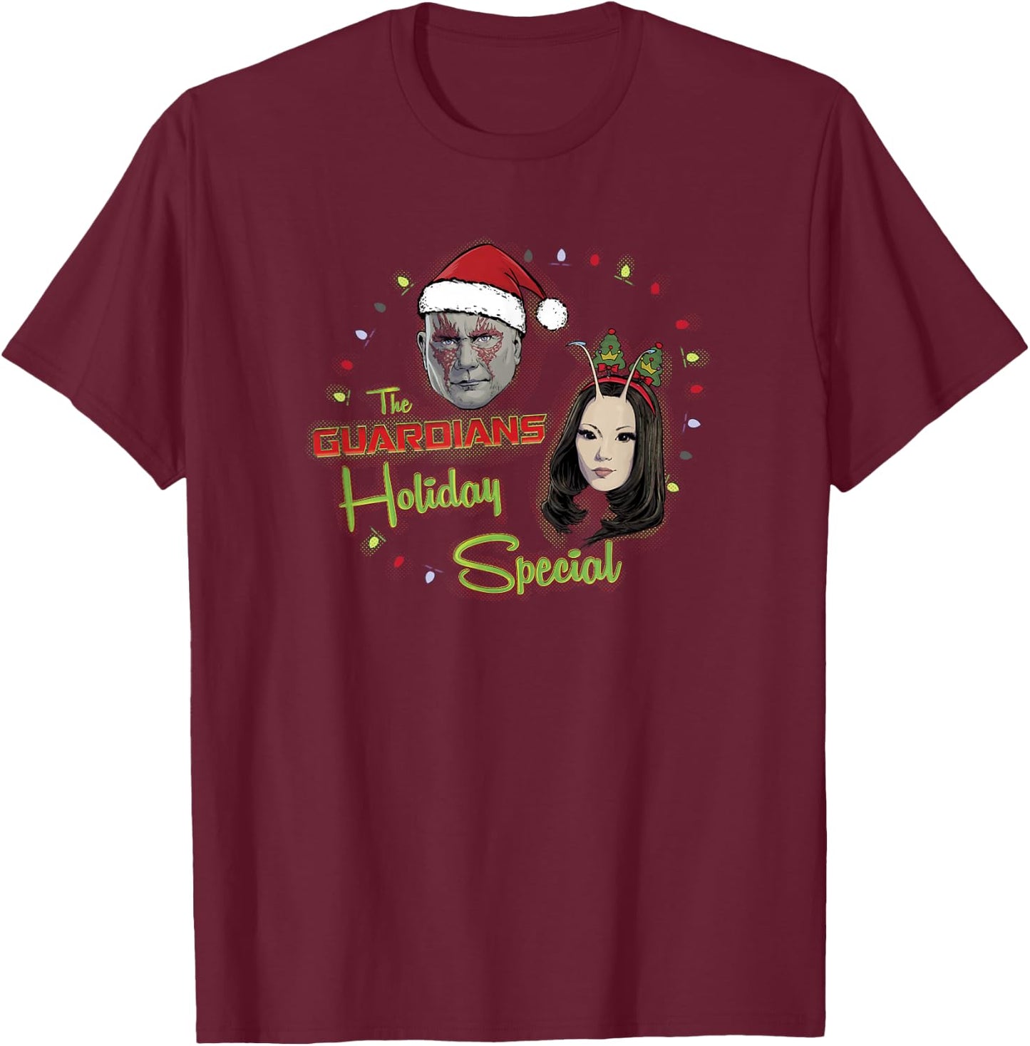 Marvel Guardians of the Galaxy Holiday Special Drax & Mantis T-Shirt - T-Shirt | Maroon