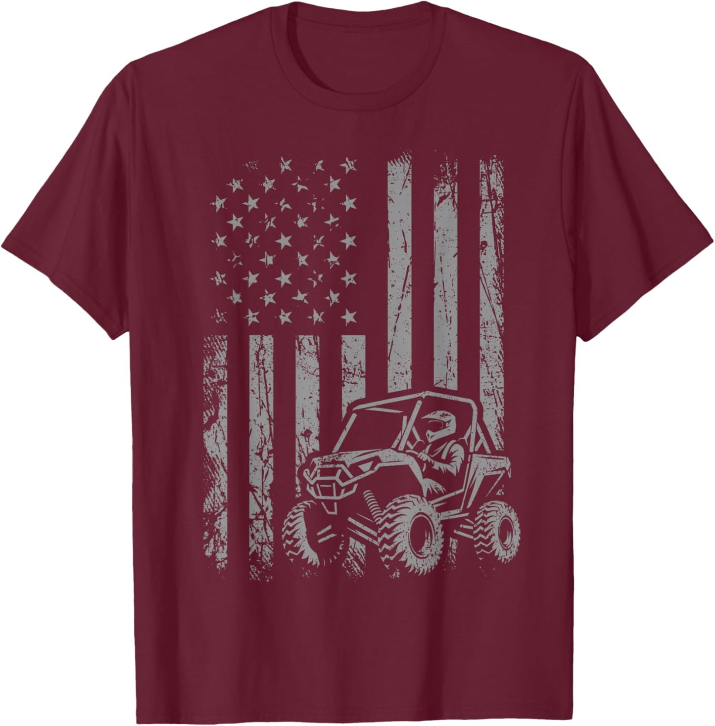 American Flag UTV Side by Side SXS Off Road T-Shirt - T-Shirt | Maroon