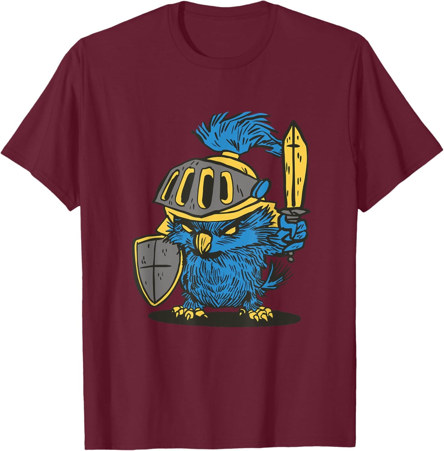 Angry Owl Knight - Medieval Renaissance Festival T-Shirt - T-Shirt | Maroon