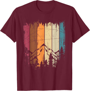 Mountains Outdoors Hiker Sport Retro Forest Nature Hiking T-Shirt - T-Shirt | Maroon