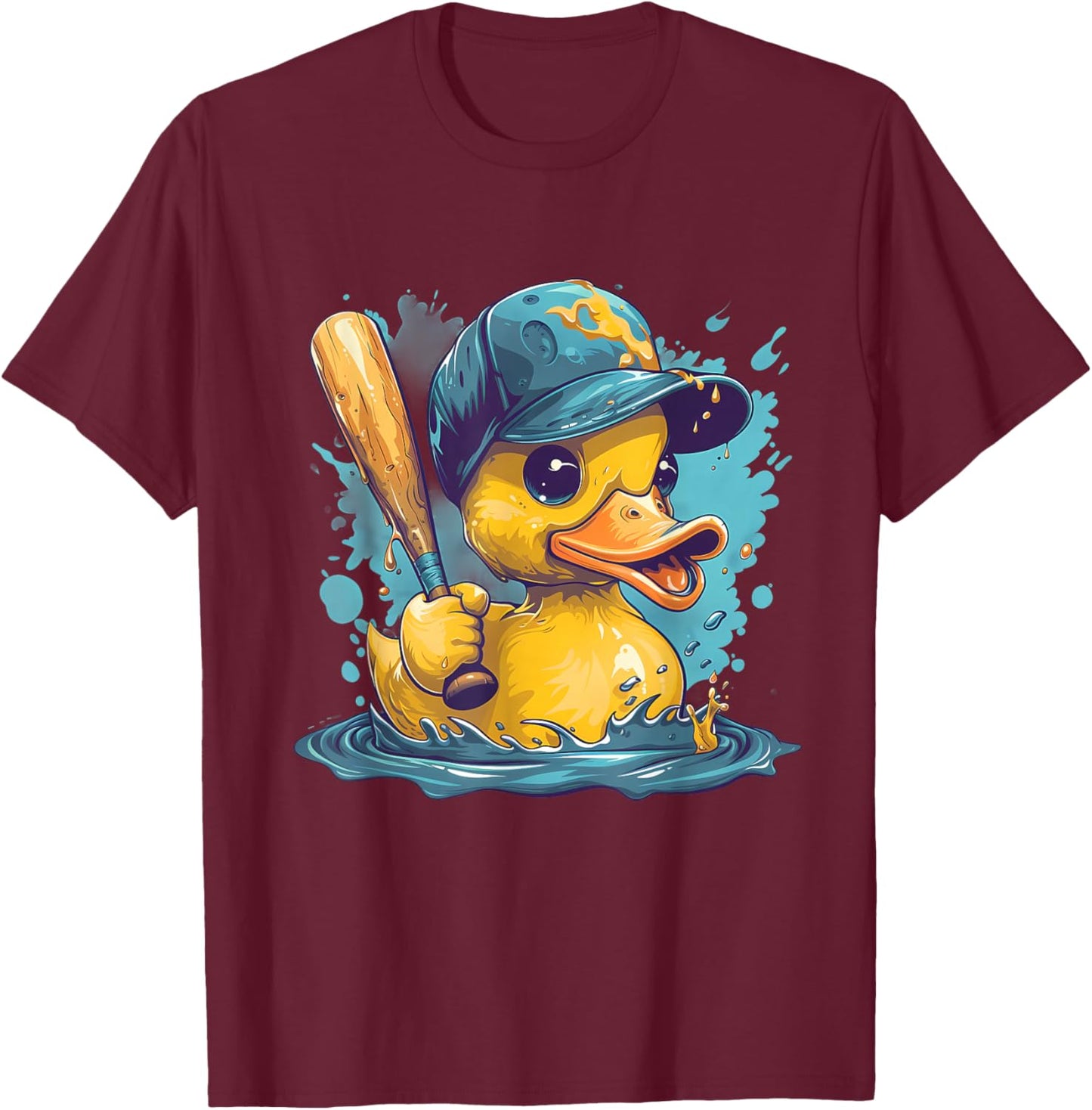 Rubber Duck Baseball Player Rubber Duck Lover Rubber Duckie T-Shirt - T-Shirt | Maroon
