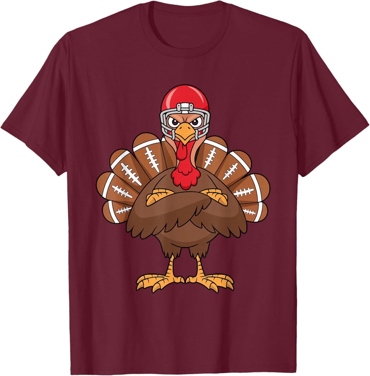 Thanksgiving Football Cool Football Turkey Kids Boys T-Shirt - T-Shirt | Maroon