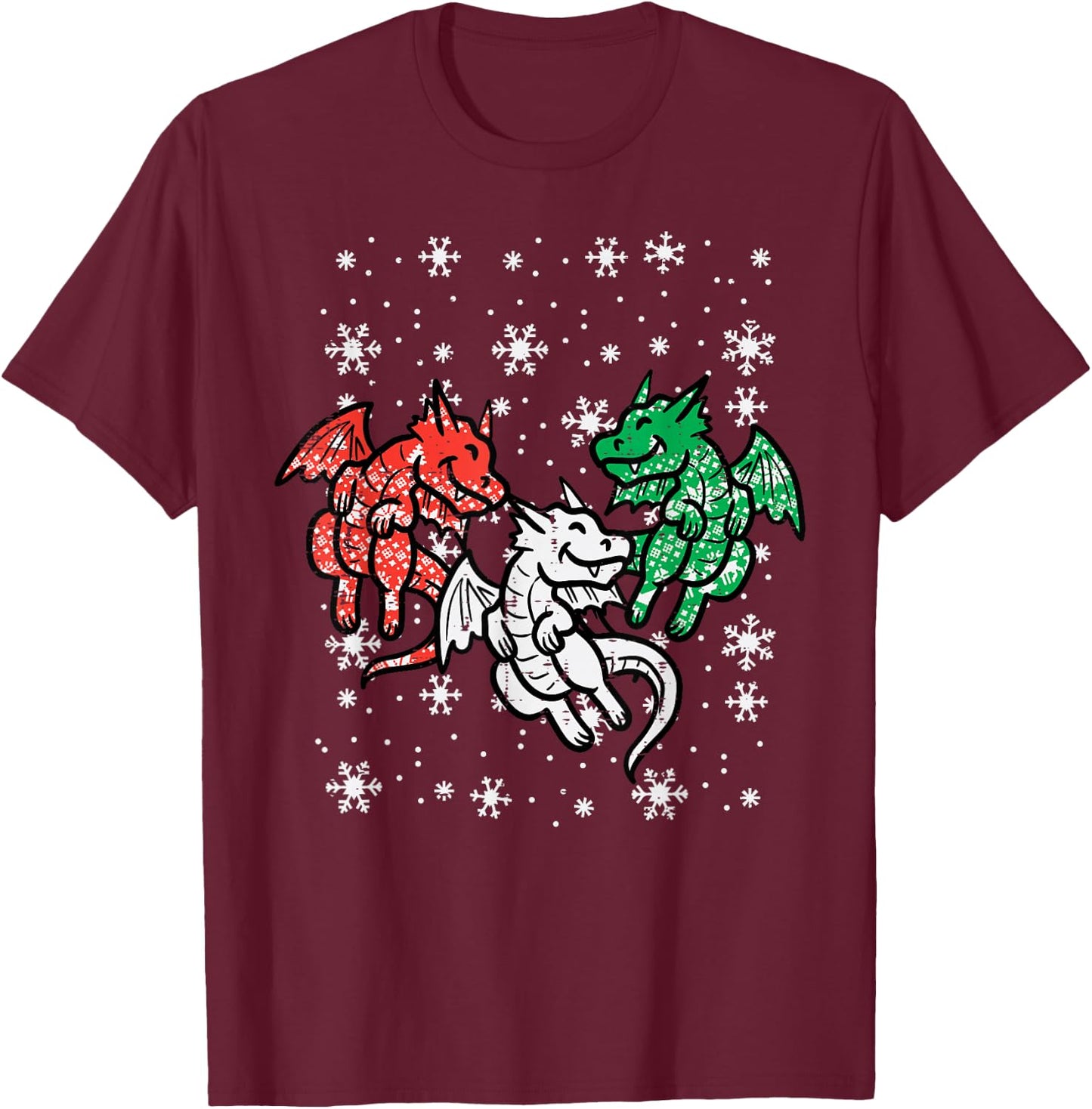 Christmas Dragons Funny Mythical Animal Men Women Kids T-Shirt - T-Shirt | Maroon