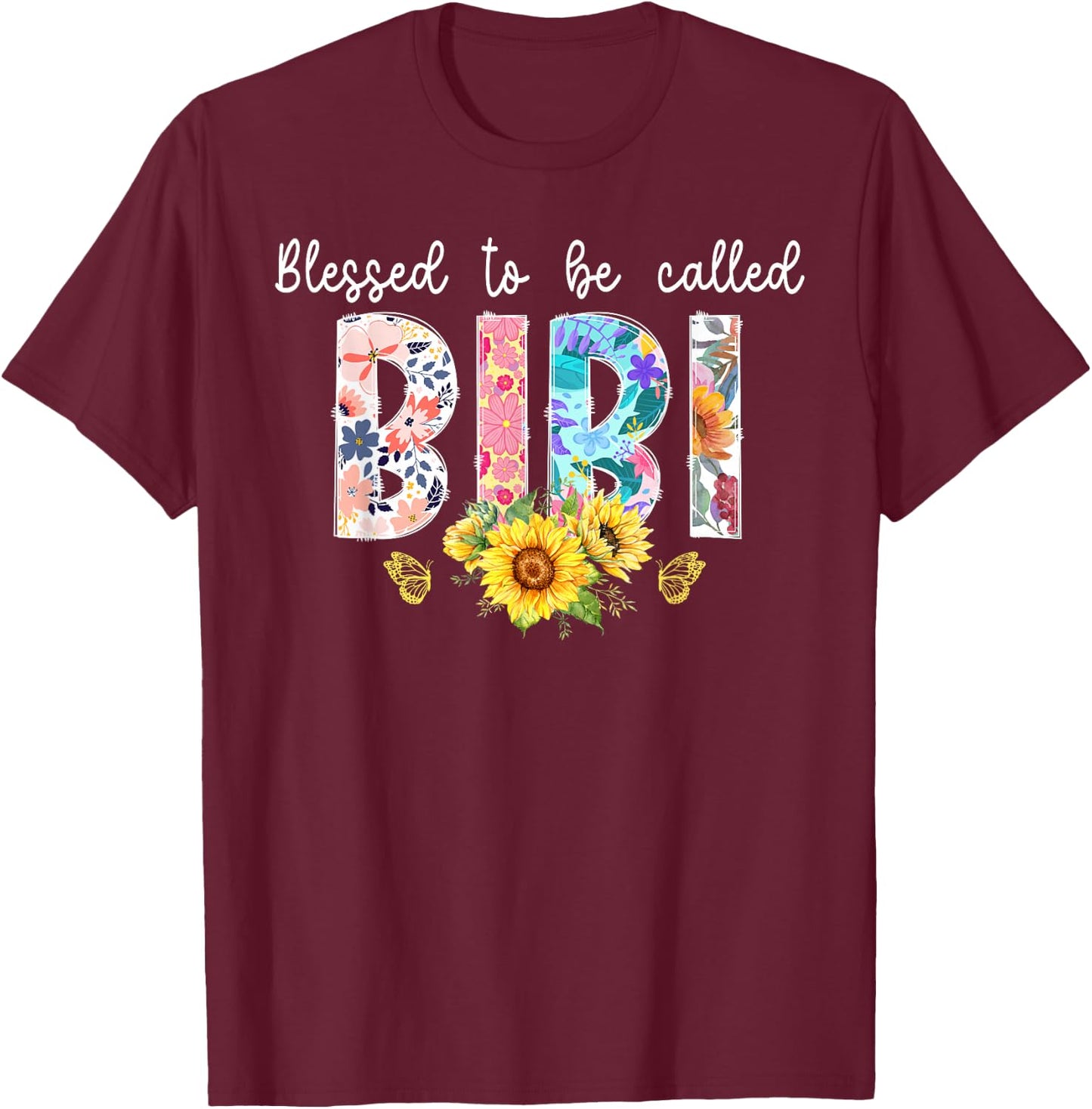 Blessed To Be Called Bibi Grandma Bibi Grandmother T-Shirt - T-Shirt | Maroon