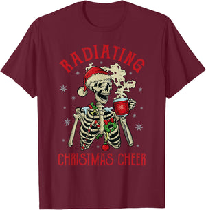 Santa Skeleton T-Shirt - T-Shirt | Maroon