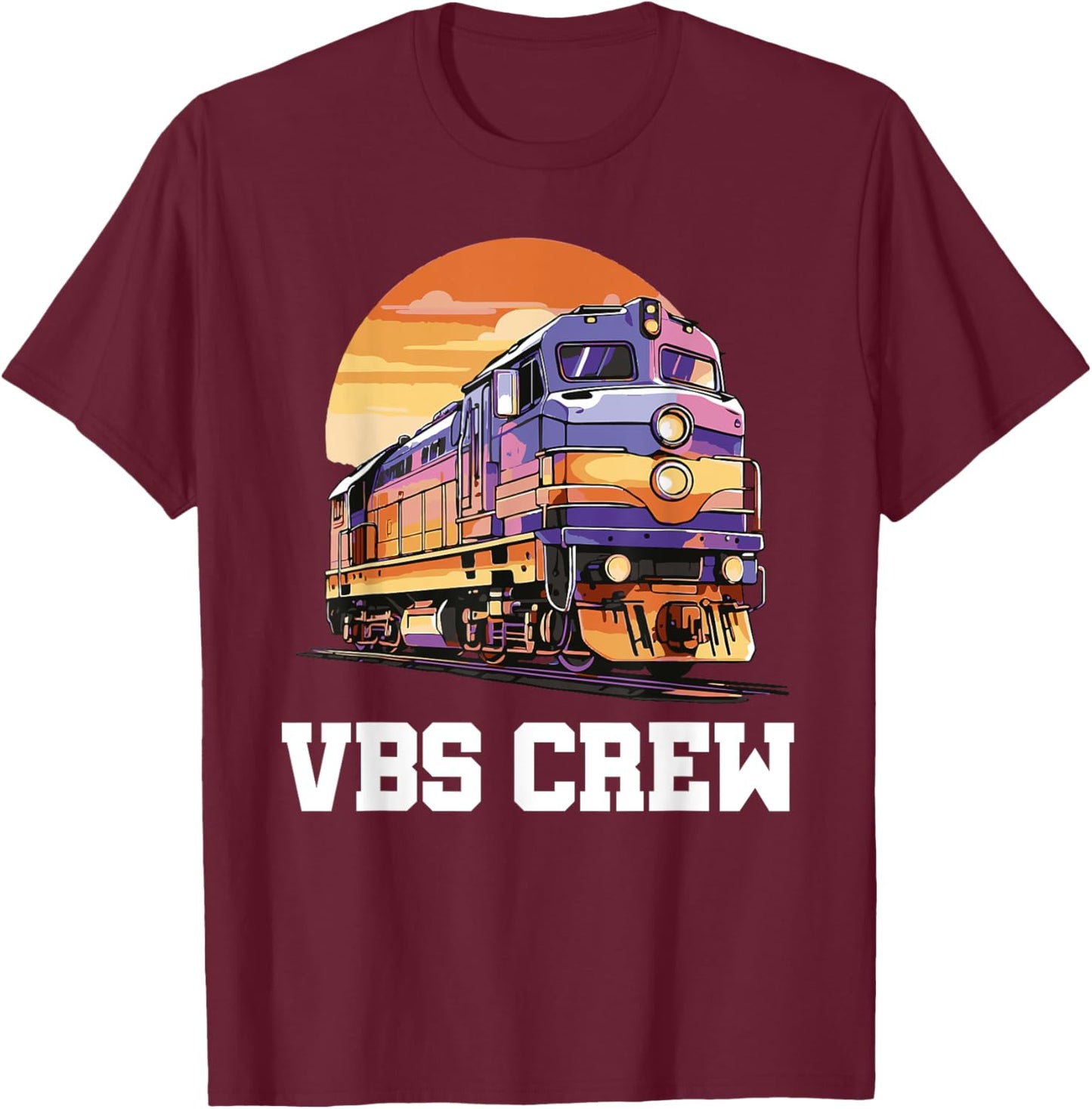I Love VBS 2025 Vacation Bible School Railroad VBS Crew T-Shirt - T-Shirt | Maroon