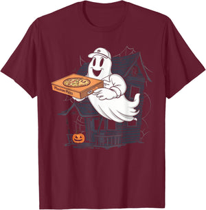 Pizza Ghost Delivery Halloween Shirt Spooky Pizza Supplier T-Shirt - T-Shirt | Maroon