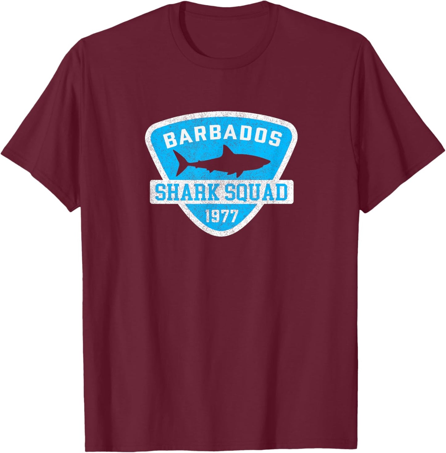 Barbados Shark Souvenir Boys Vintage Beach T-Shirt - T-Shirt | Maroon