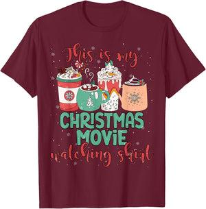 This Is My Christmas Movie Watching Shirt Christmas Movie T-Shirt - T-Shirt | Maroon