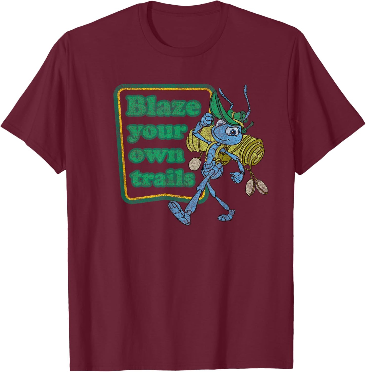 Disney PIXAR A Bug's Life Flik Blaze Your Own Trails T-Shirt - T-Shirt | Maroon