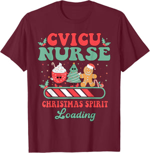CVICU Nurse Christmas Cardiovascular ICU Cardiology Cardiac T-Shirt - T-Shirt | Maroon