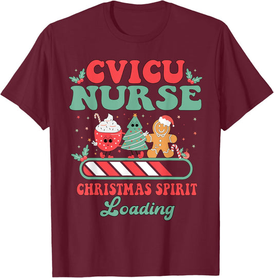 CVICU Nurse Christmas Cardiovascular ICU Cardiology Cardiac T-Shirt - T-Shirt | Maroon