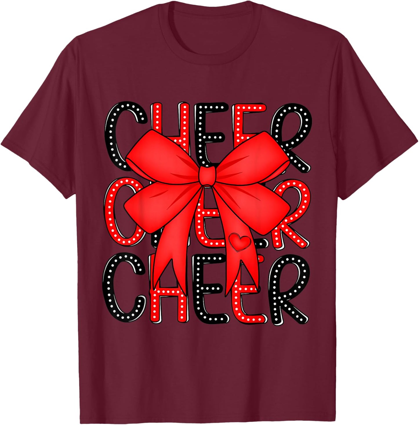 Coquette Cheer Shirt Black and Red Team Cheerleading T-Shirt - T-Shirt | Maroon