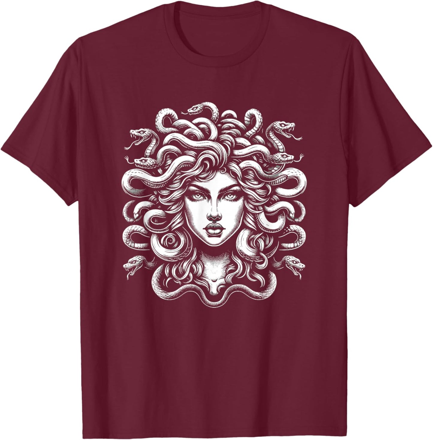 Mythos Gorgon Schlangenhaar Griechische Mythologie Medusa Kopf T-Shirt - T-Shirt | Maroon