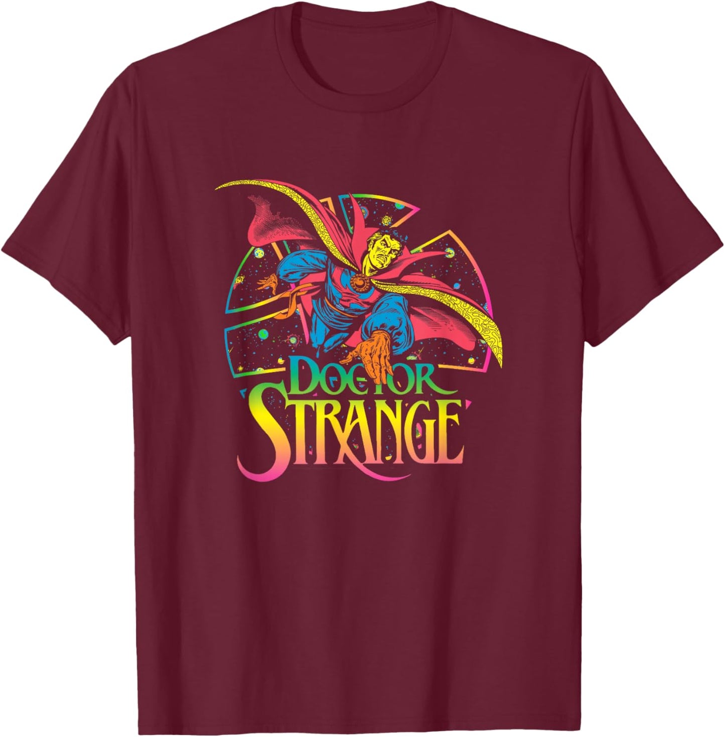Marvel Comics Retro Classic Dr. Strange Colorful Retro Space T-Shirt - T-Shirt | Maroon