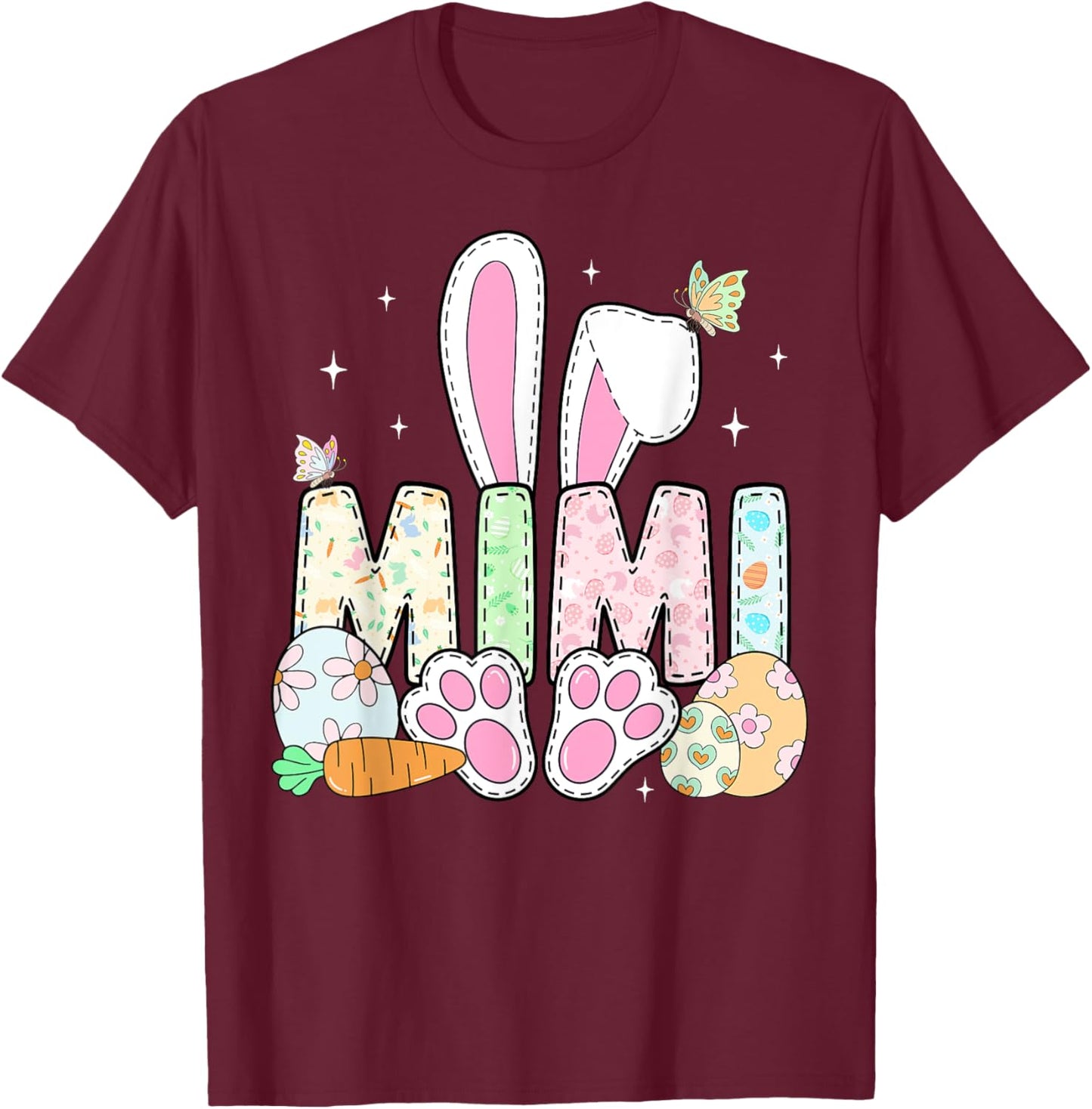 Cute Easter Bunny Mimi Family Matching Easter Day Girls Kids T-Shirt - T-Shirt | Maroon