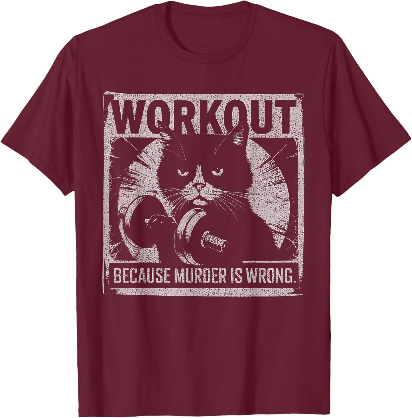 Funny Gym Parody Graphic For Cat Lovers, Ironic Workout Meme Women T-Shirt - T-Shirt | Maroon