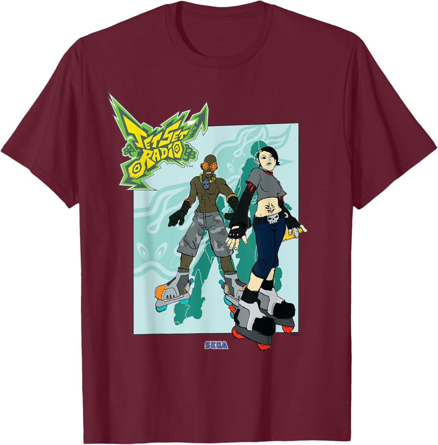 Jet Set Radio duo Garam, Cube SEGA Dreamcast video game T-Shirt - T-Shirt | Maroon