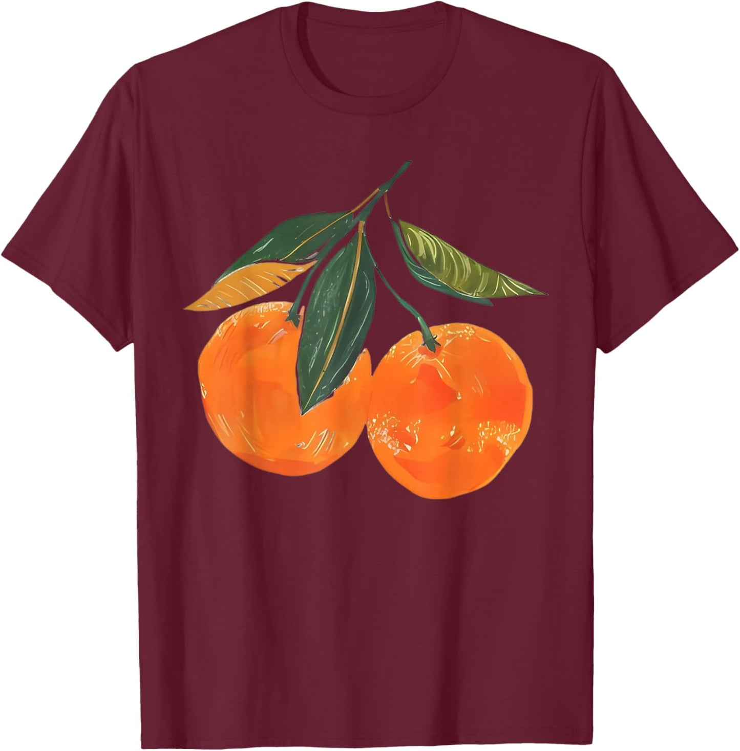 Orange Fruit Aesthetic Vintage T-Shirt - T-Shirt | Maroon
