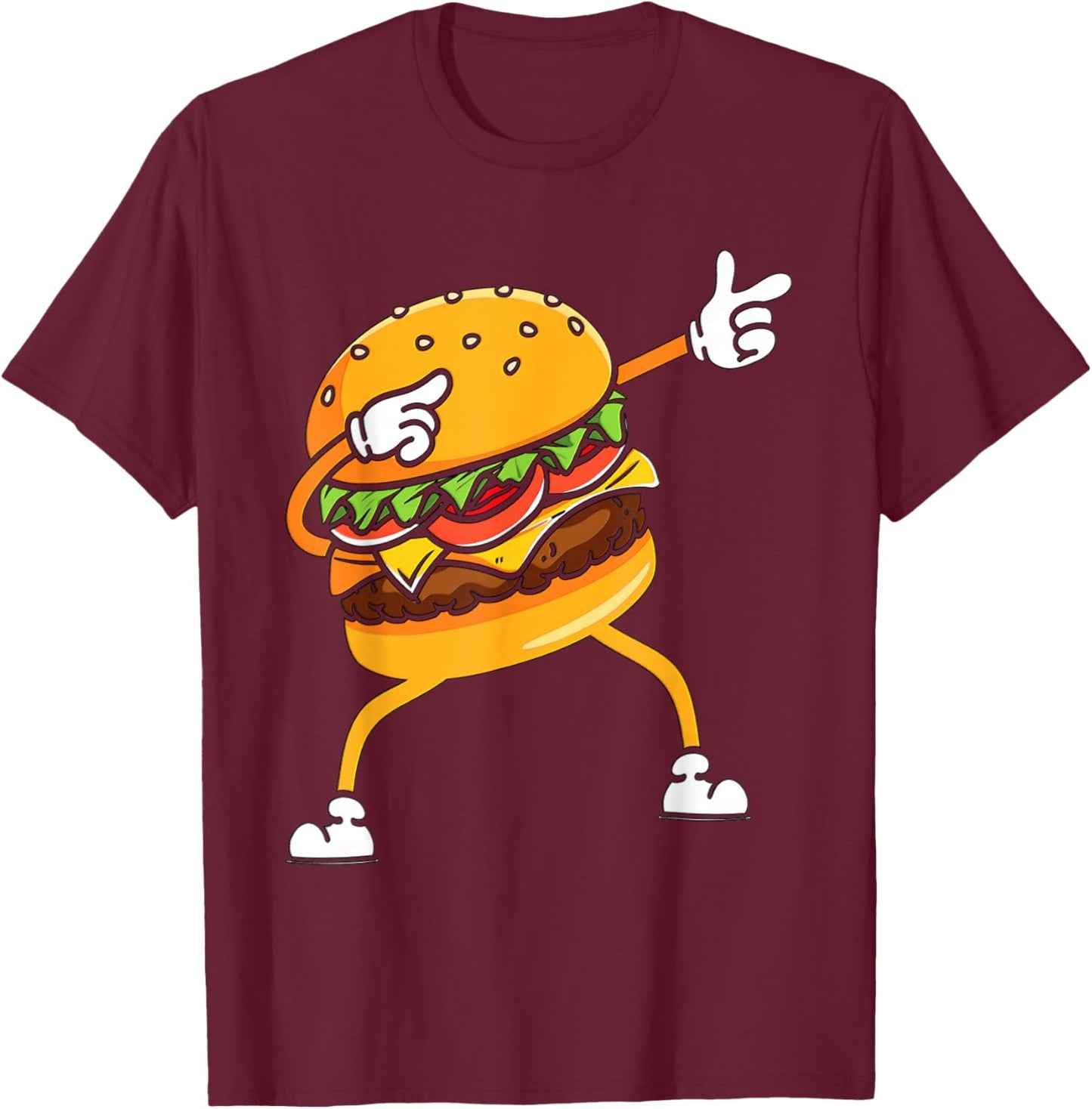 Funny Hamburger Dab Art Kids Men Women Cheeseburger Lover T-Shirt - T-Shirt | Maroon