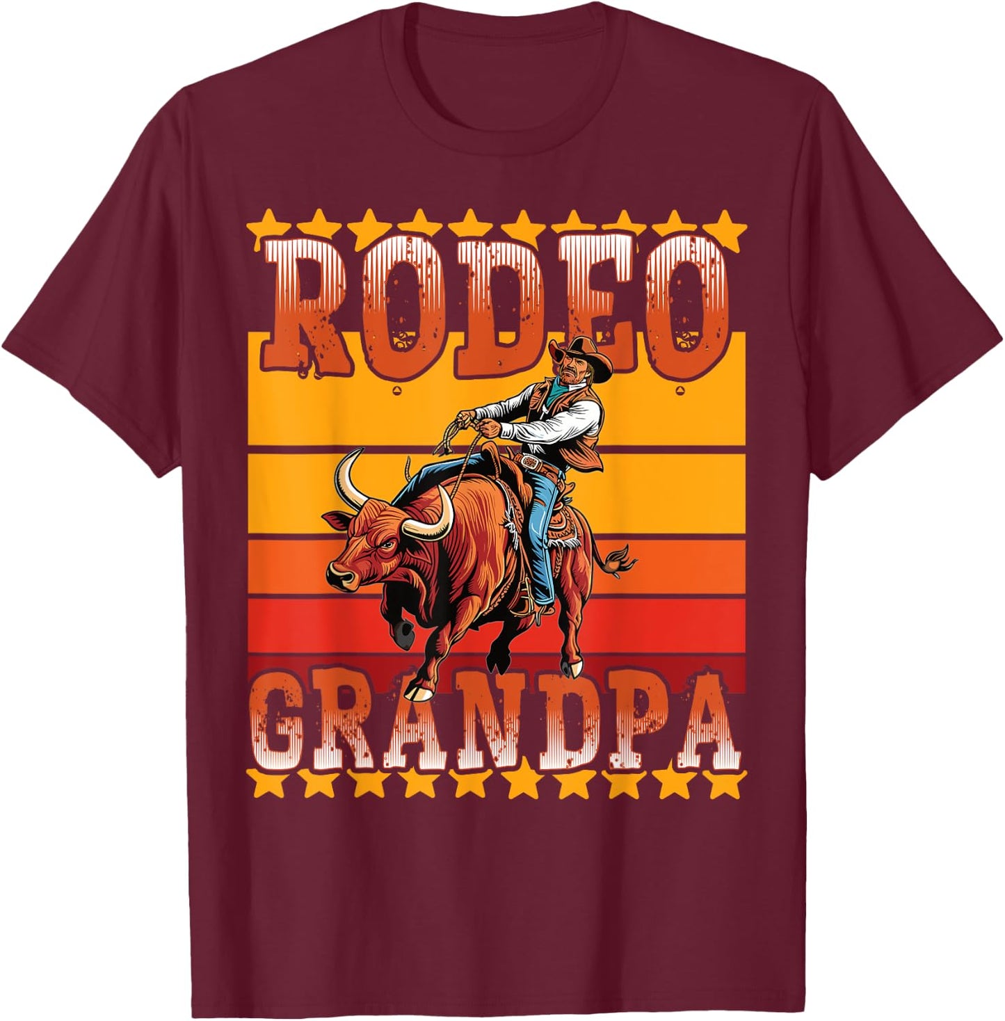 Rodeo Rider Crew Grandpa Western Cowboy Horses Bulls Rodeo T-Shirt - T-Shirt | Maroon