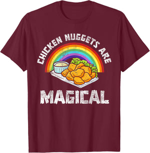 Rainbow Chicken Nuggets Are Magical Funny Chicken Nugget T-Shirt - T-Shirt | Maroon