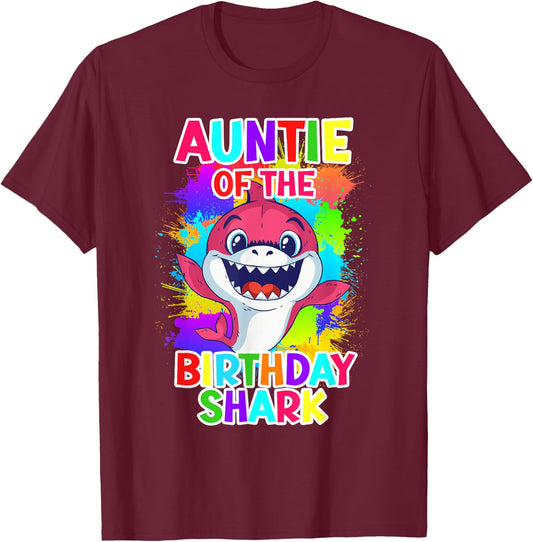 The aunt of the birthday boy shark aunt T-Shirt - T-Shirt | Maroon