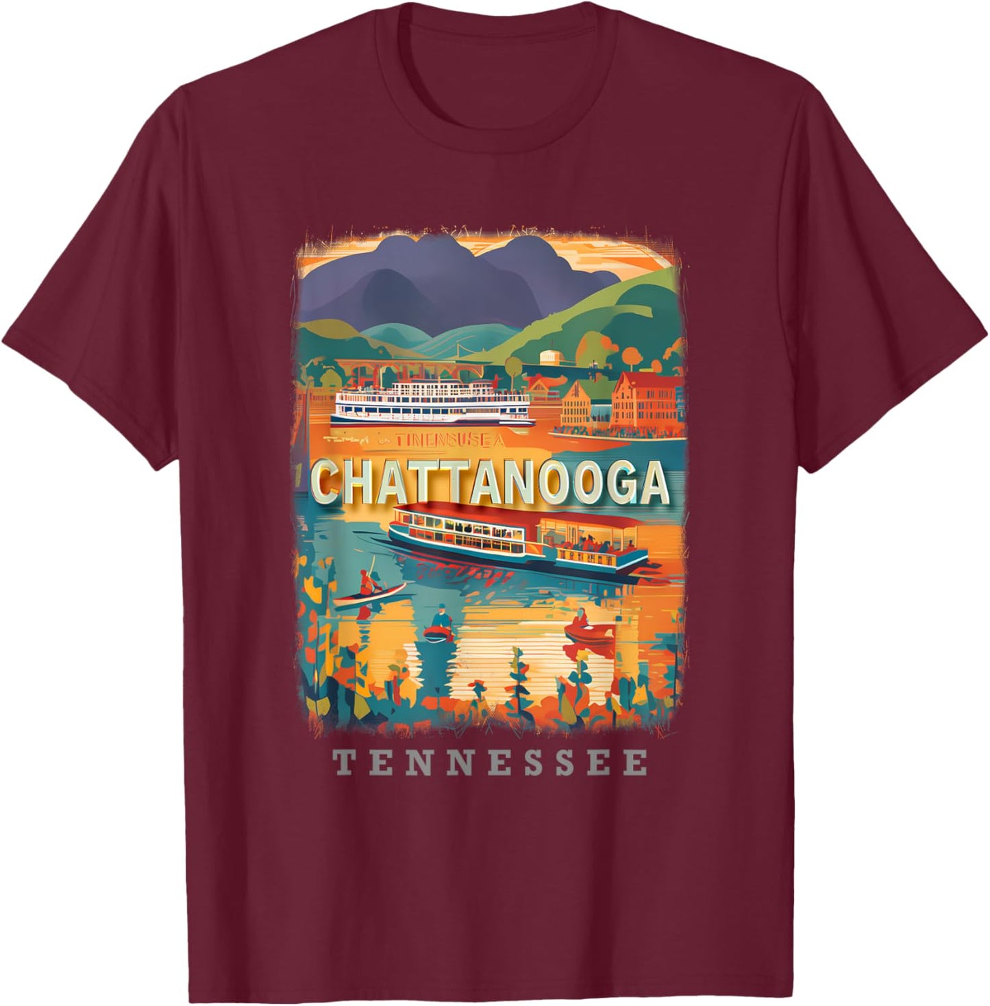 Chattanooga Tennessee TN Riverfront Revelry SD623 T-Shirt - T-Shirt | Maroon