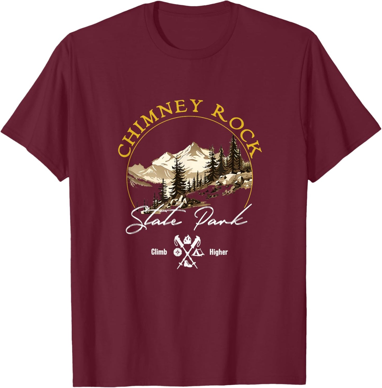 Chimney Rock State Park Retro Vintage Apparel - Souvenir T-Shirt - T-Shirt | Maroon