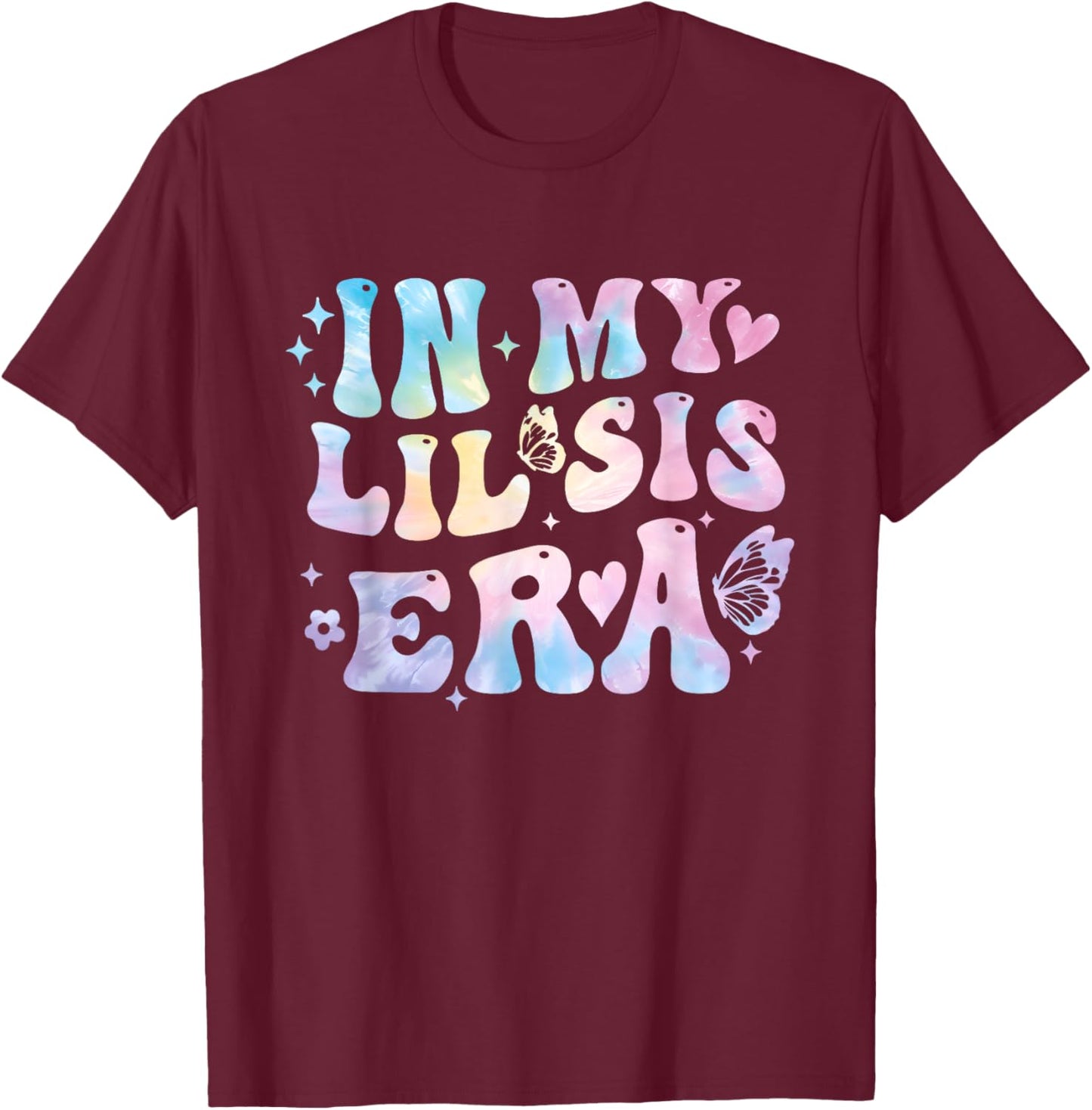 Groovy In My Lil Sis Era Retro Tie Dye Sister Toddler Kids T-Shirt - T-Shirt | Maroon