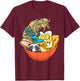 Cute Kawaii Cat Ramen Bowl Japanese Anime Panda Dog Noodle T-Shirt - T-Shirt | Maroon