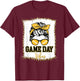 Black Gold Game Day Vibes Football Women Leopard Print T-Shirt - T-Shirt | Maroon