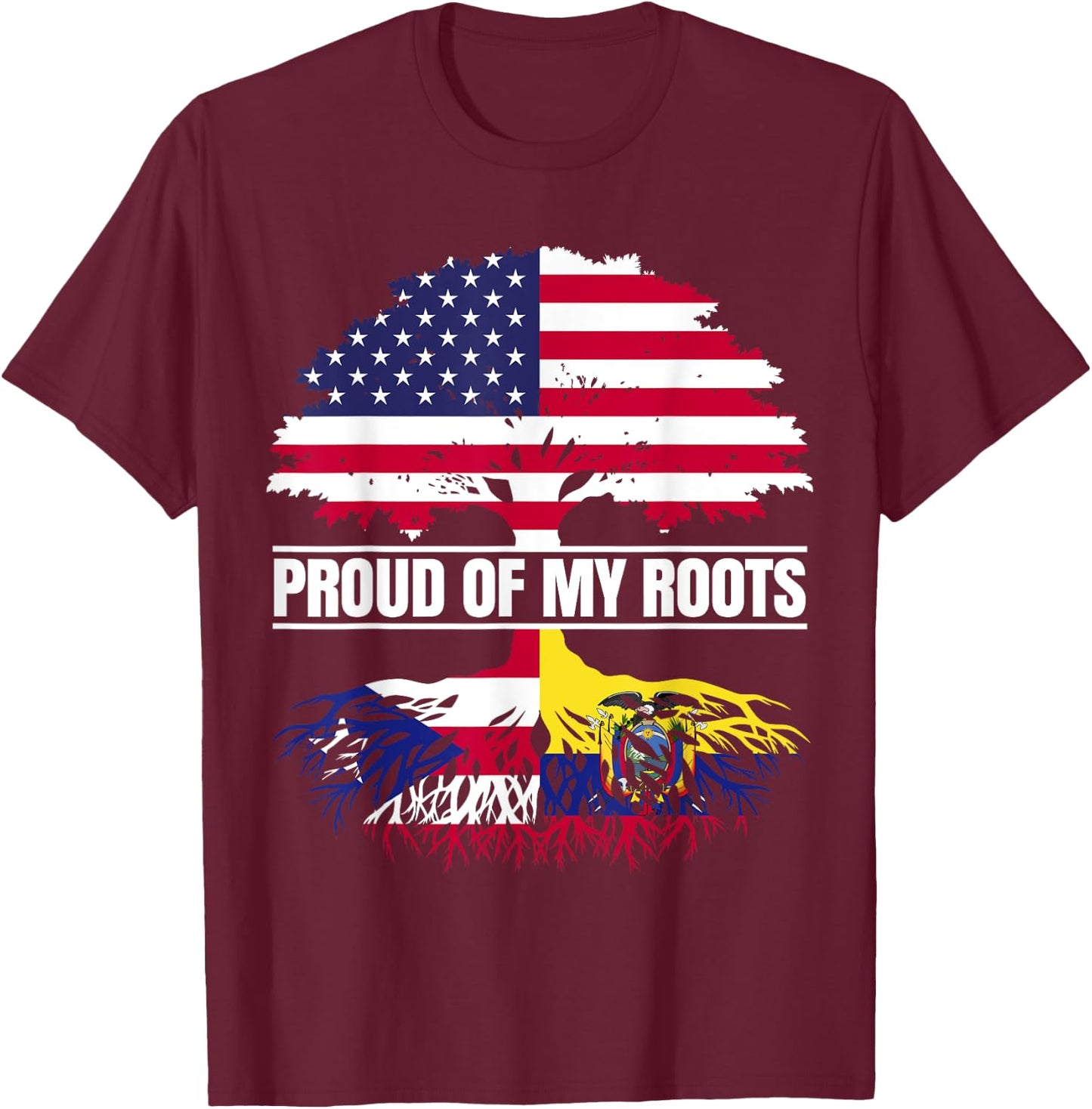 Boricua Ecuador Mix Proud of Roots Puerto Rican Ecuadorian T-Shirt - T-Shirt | Maroon