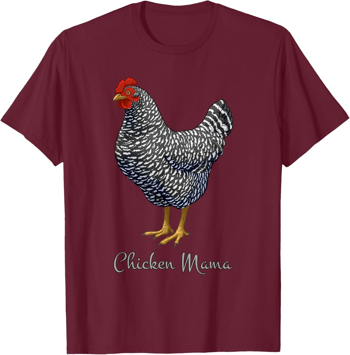 Chicken Mama Black Barred Plymouth Rock Hen Mom Bird Lovers T-Shirt - T-Shirt | Maroon