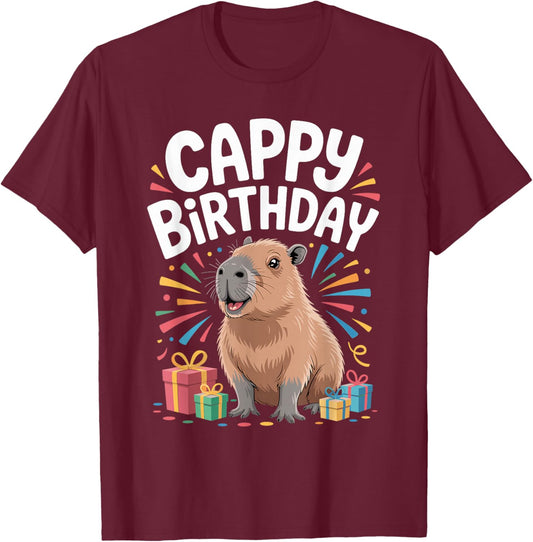 Cappy Birthday Capybara Lovers of Capybara Birthday T-Shirt - T-Shirt | Maroon