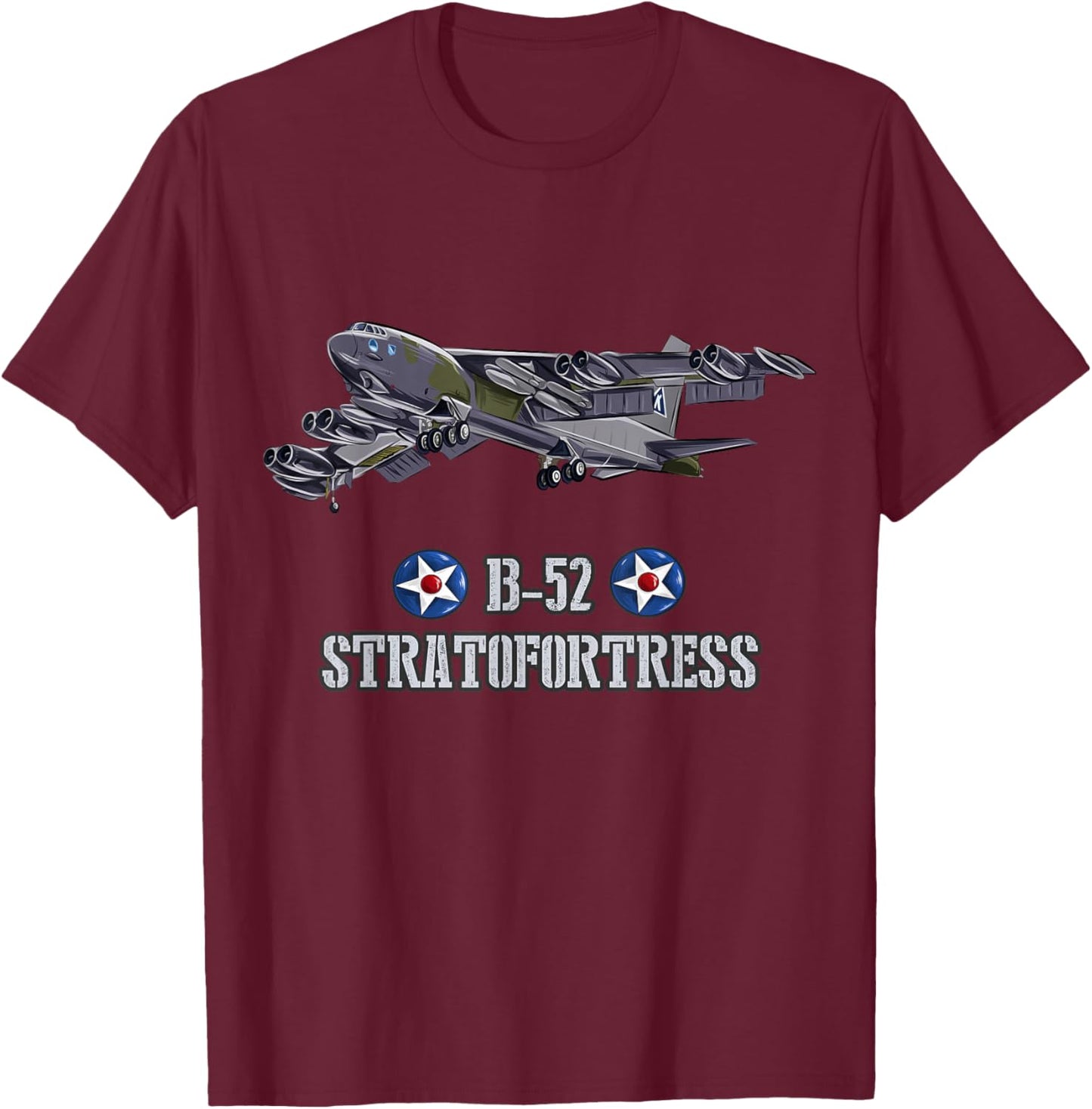 US Military Aircraft Heavy Bomber B-52 T-Shirt - T-Shirt | Maroon