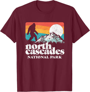 North Cascades National Park Bigfoot Mountains T-Shirt - T-Shirt | Maroon