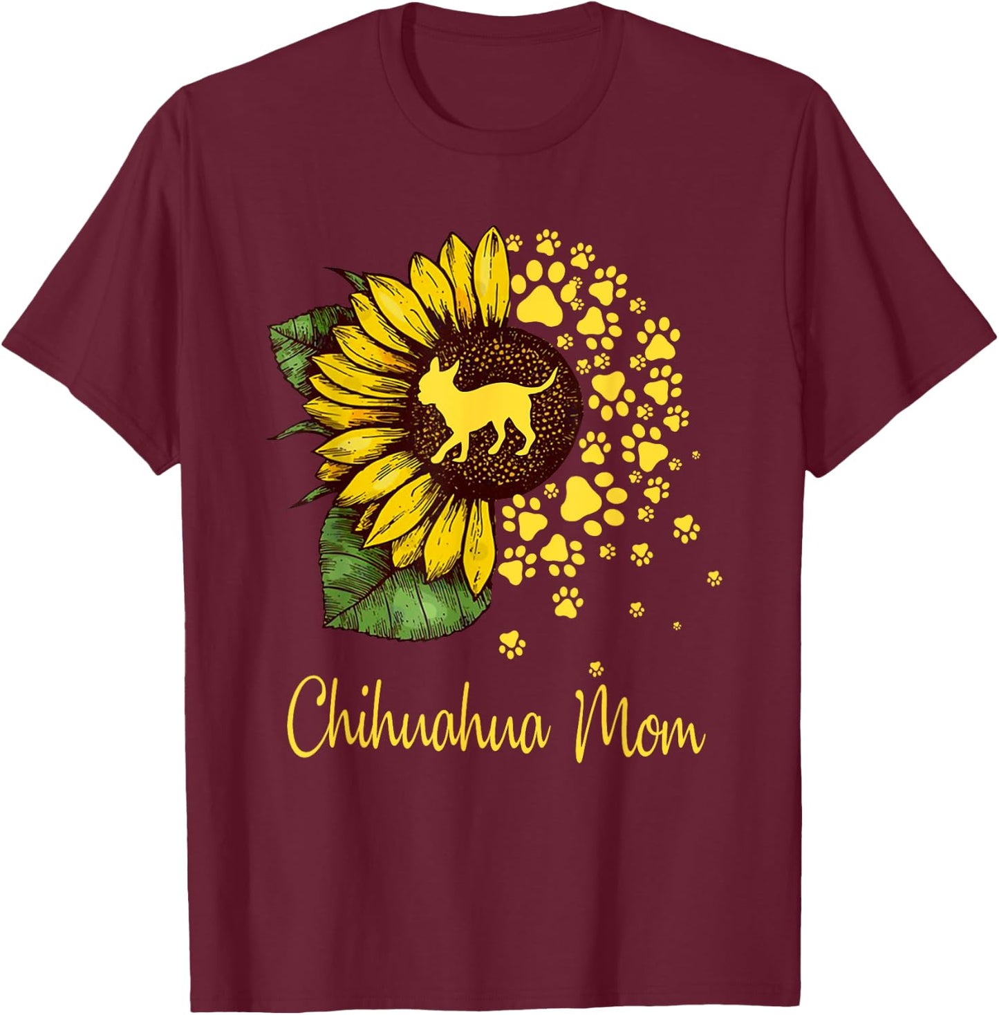 Sunflower Chihuahua Mom Dog Lover Mother’s Day T-Shirt - T-Shirt | Maroon