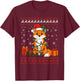 Fox Christmas Ugly Sweater Fox Graphic T-Shirt - T-Shirt | Maroon