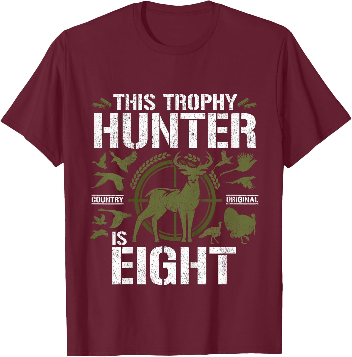 8 Year Old Hunting Birthday Party Duck Deer Hunter 8th Gift T-Shirt - T-Shirt | Maroon