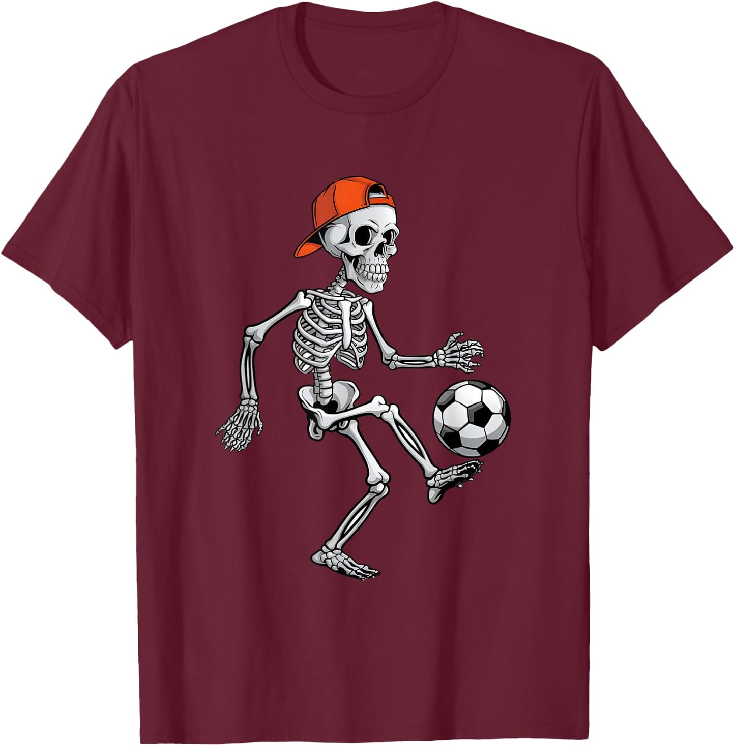 Skeleton Soccer Halloween Costume Funny Men Boys Kids T-Shirt - T-Shirt | Maroon