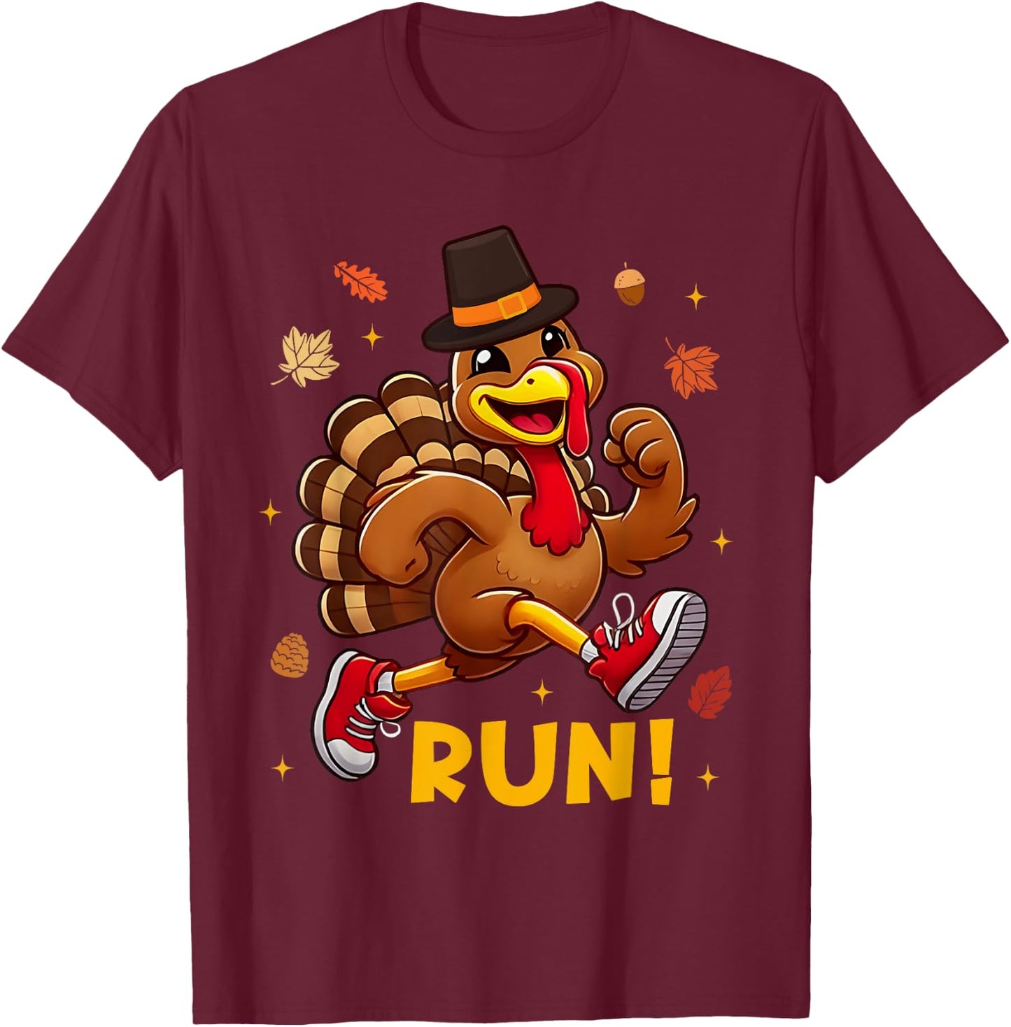 Turkey Run Costume Thanksgiving Funny Running Turkey Trot T-Shirt - T-Shirt | Maroon