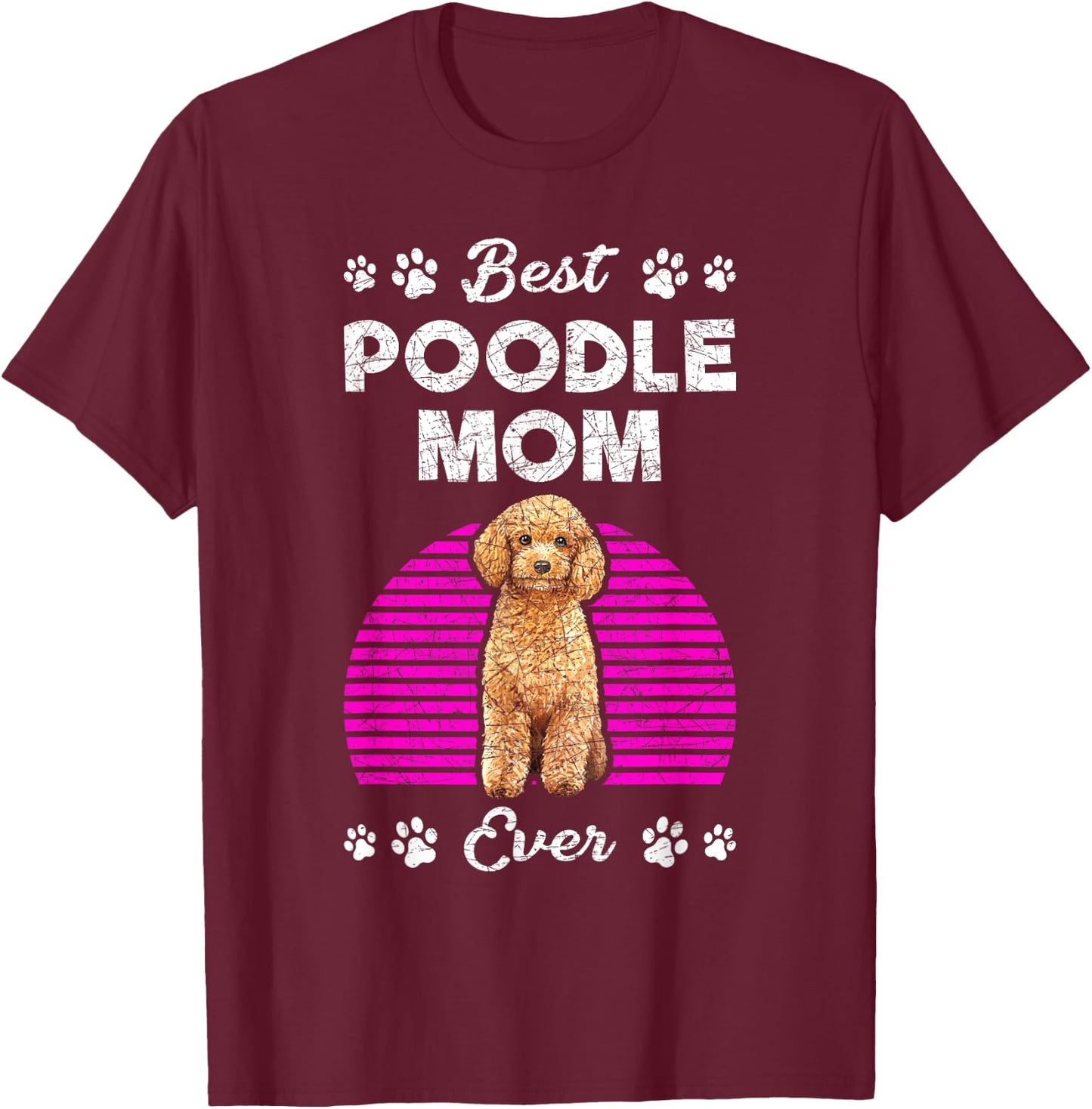 Cute Pet Mom Animal Dog Poodle T-Shirt - T-Shirt | Maroon